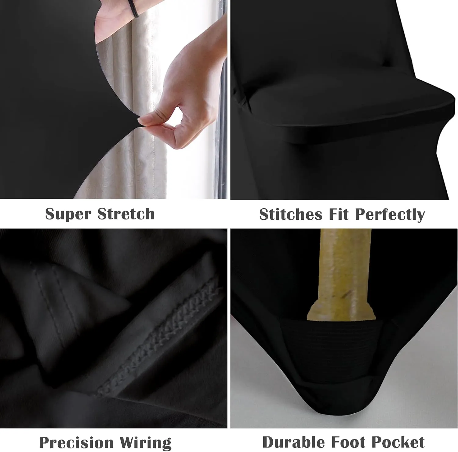 Vencede 30pcs Black Stretch Spandex Chair Cover, Chair Covers for Wedding, Universal Fitted Chair Cover Protector for Party, Banquet, Event, Hotel（Black 30PCS）