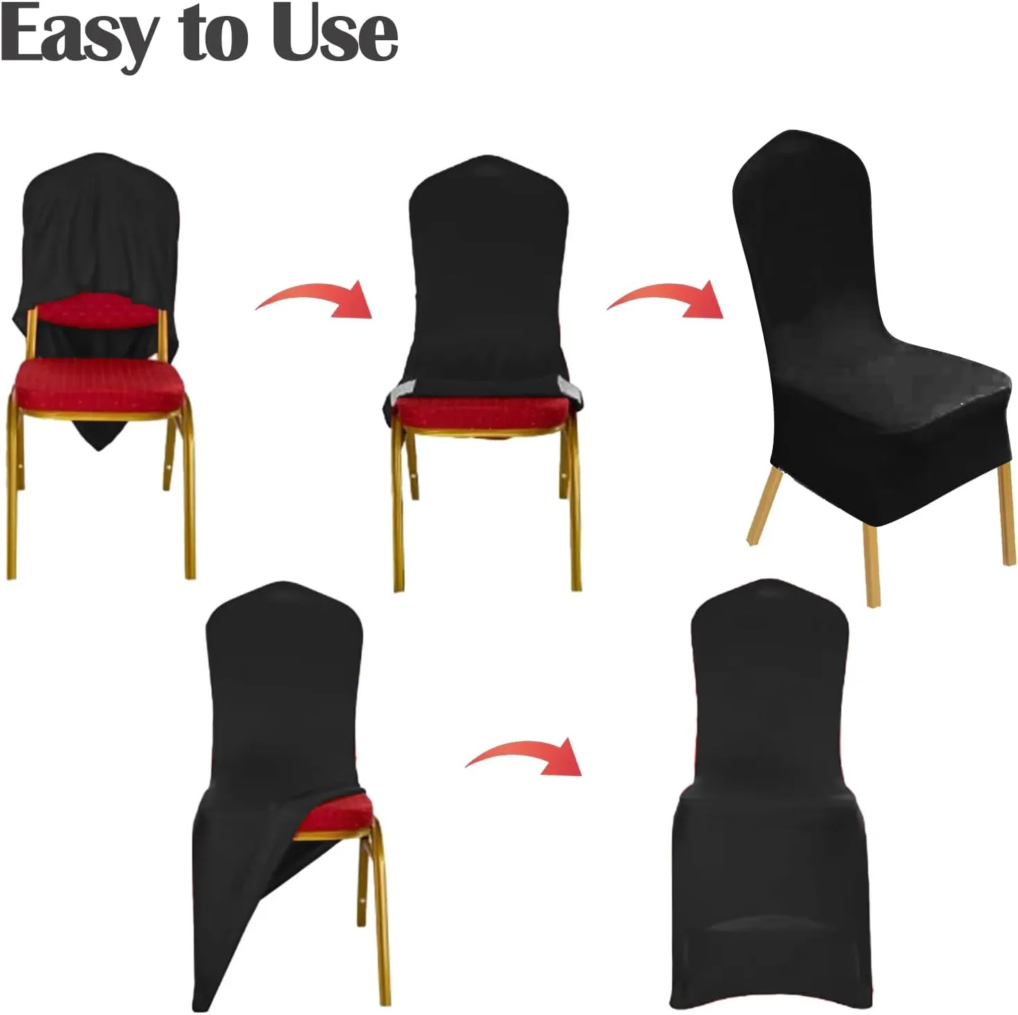 Vencede 30pcs Black Stretch Spandex Chair Cover, Chair Covers for Wedding, Universal Fitted Chair Cover Protector for Party, Banquet, Event, Hotel（Black 30PCS）