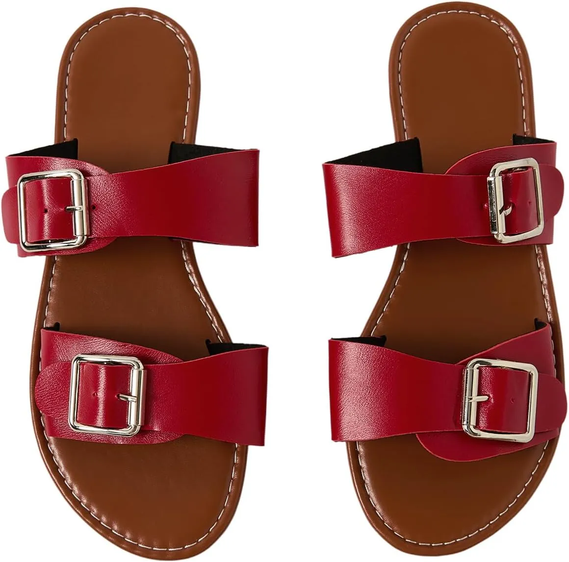 Verdusa Women's Buckle Sandals Summer Slides Open Toe Beach Outdoor Sandal Shoes