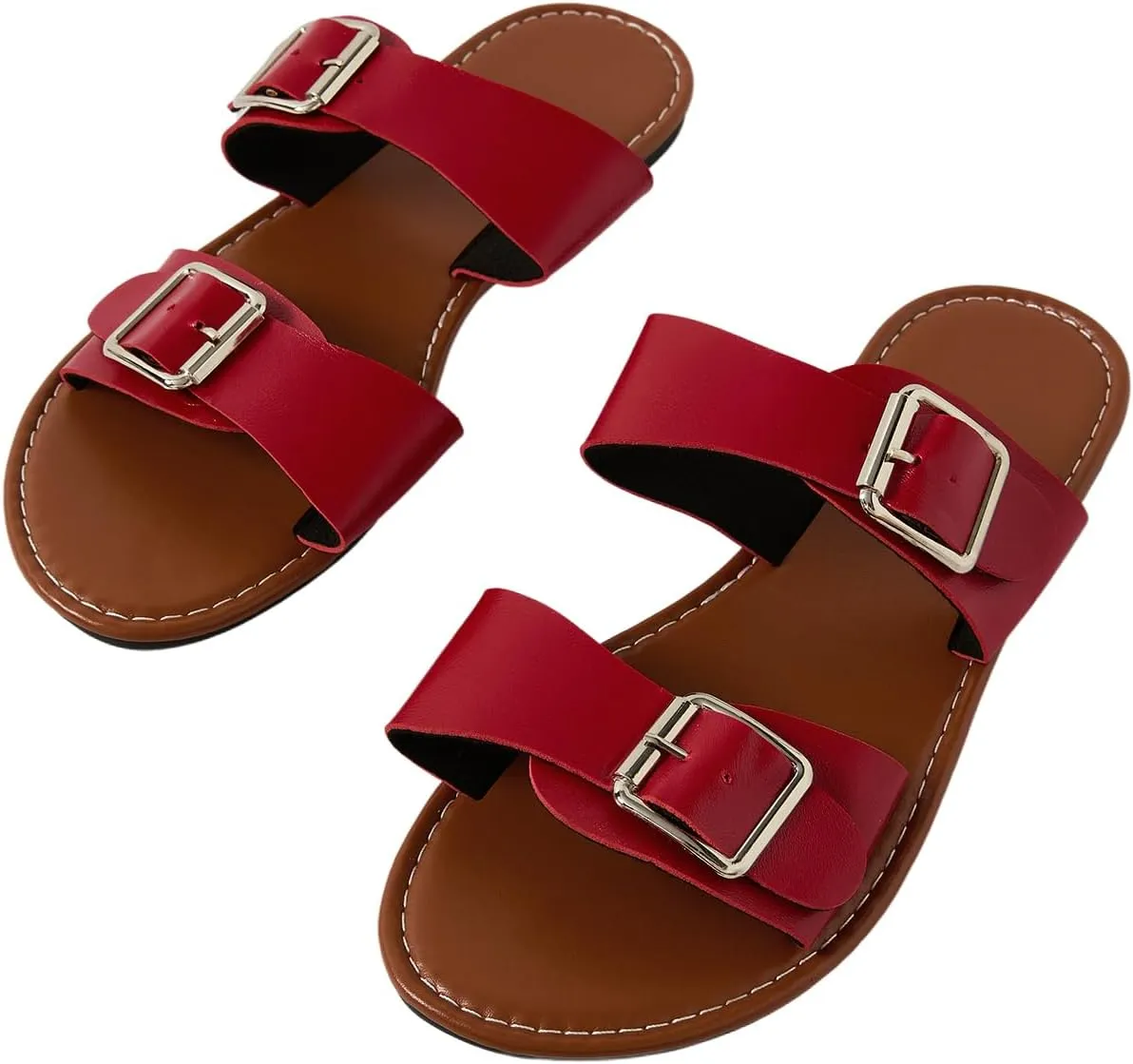 Verdusa Women's Buckle Sandals Summer Slides Open Toe Beach Outdoor Sandal Shoes