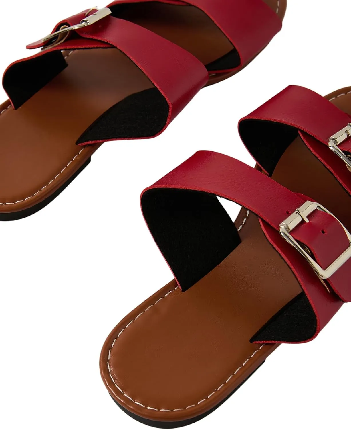 Verdusa Women's Buckle Sandals Summer Slides Open Toe Beach Outdoor Sandal Shoes