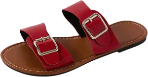 Verdusa Women's Buckle Sandals Summer Slides Open Toe Beach Outdoor Sandal Shoes