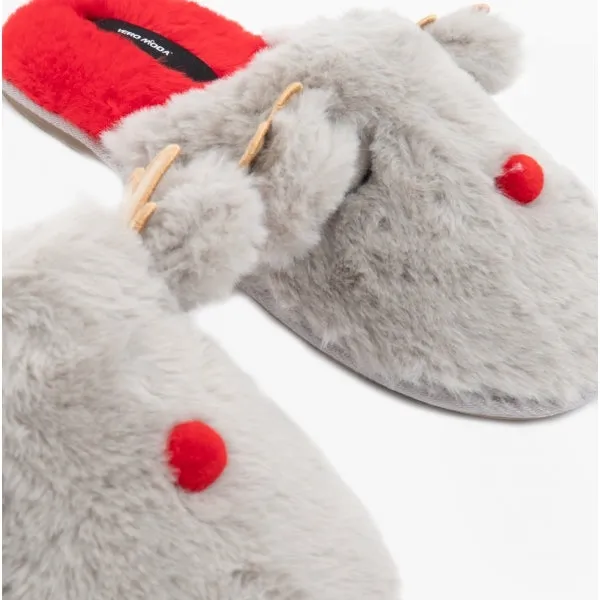 Vero Moda THEA Womens Reindeer Novelty Mule Slippers Ash