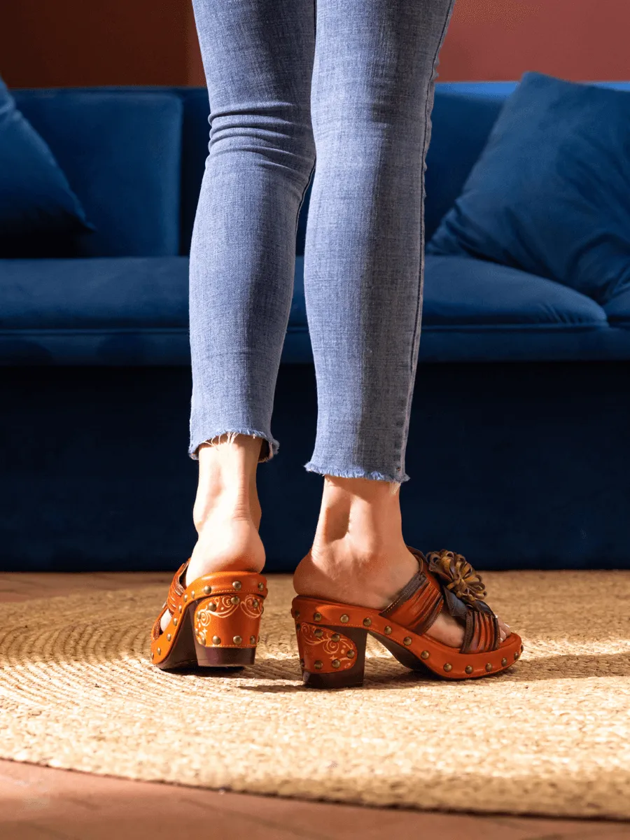 Vicconfy | WISH UPON A DREAM STUDDED FLORAL LEATHER MULE