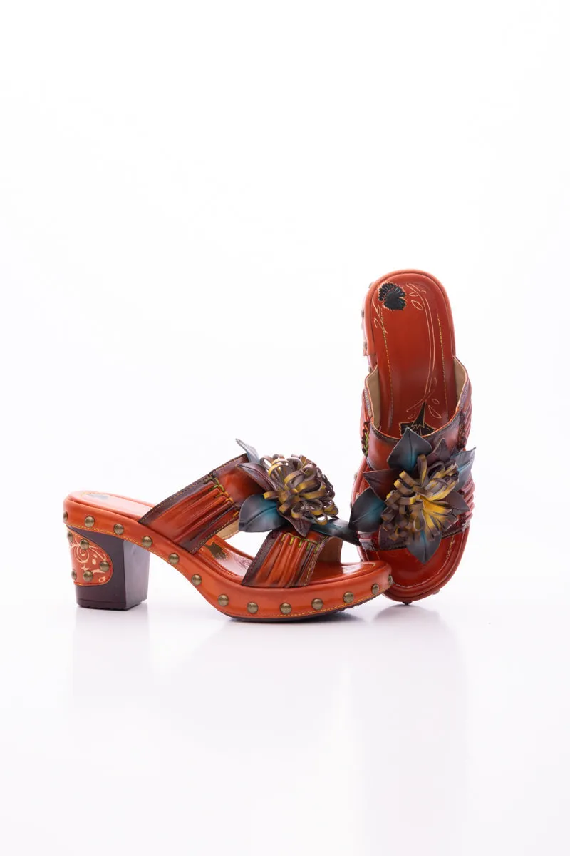 Vicconfy | WISH UPON A DREAM STUDDED FLORAL LEATHER MULE