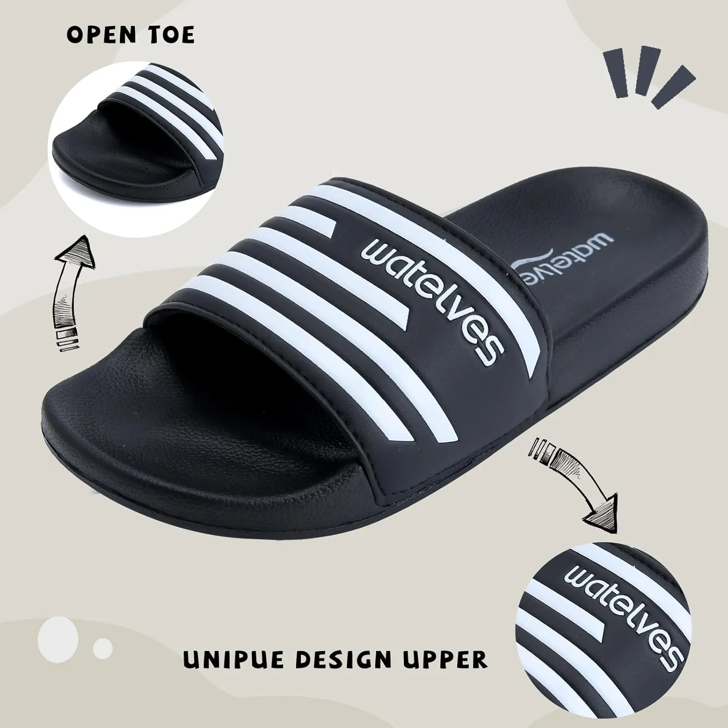 WateLves Girls & Boys Slide Sandals Kids Summer Slippers Slip On for Outdoor Beach Pool Shower (Little Kid/Big Kid)