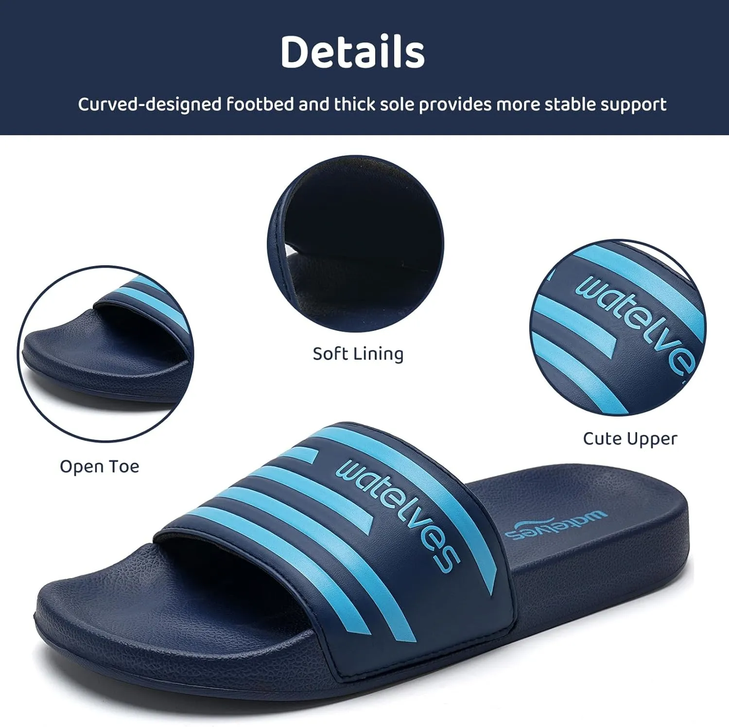 WateLves Girls & Boys Slide Sandals Kids Summer Slippers Slip On for Outdoor Beach Pool Shower (Little Kid/Big Kid)