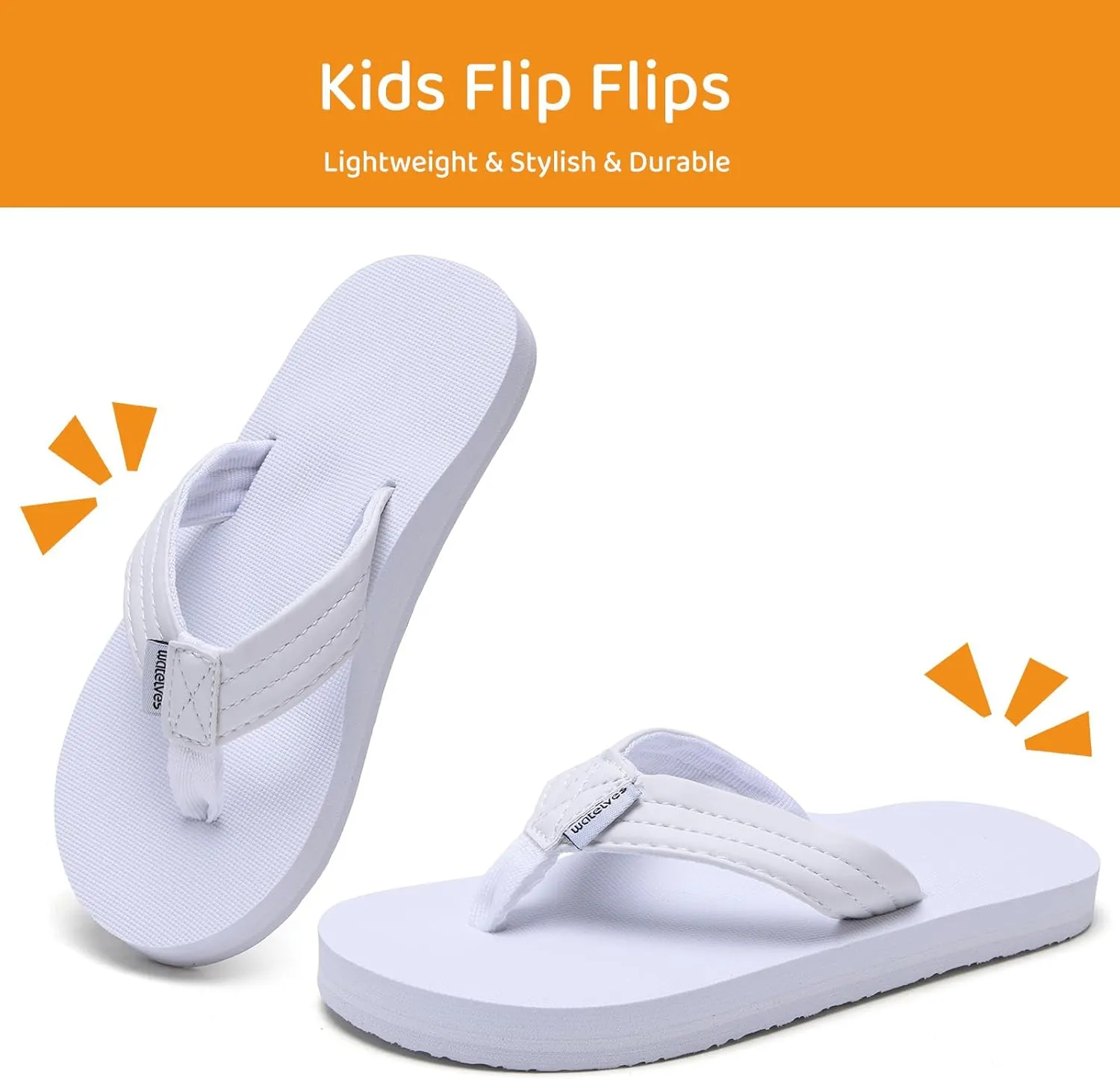 WateLves Kids Flip Flops Boys Girls Sandals Youth Big Kid Summer Slip on Thong Slide Sandals for Beach Pool Shower Little/Big Kid