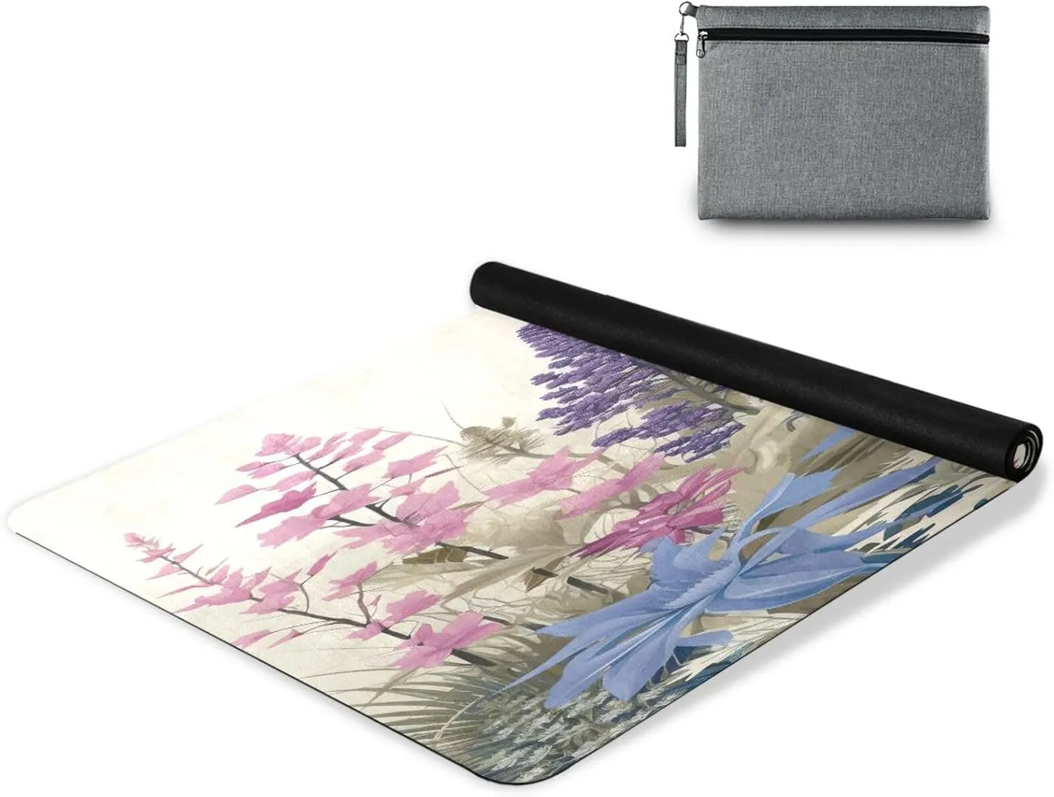 Watercolor Flowers Yoga Mat Tear Resistance & Thick Gym Fitness Mat,Non Slip Natural Rubber Yoga Mat for Yoga, Pilates & Floor Workouts