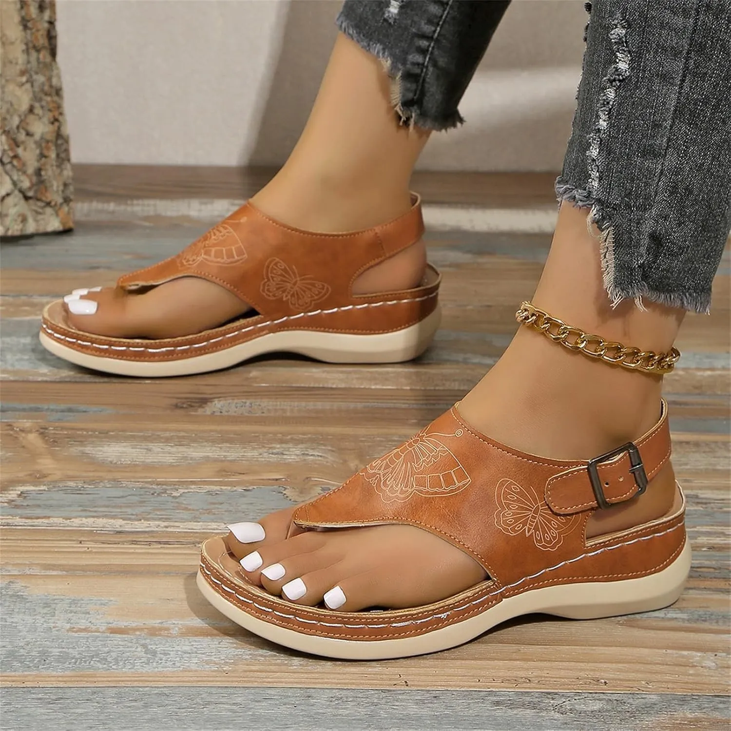 Wedge Sandals for Women 2025 Lightweight Comfortable Orthopedic Sandals Breathable Walking Slippers with Arch Support Dressy Open Toe Sandal Casual Non-Slip Summer Beach Dress Shoes