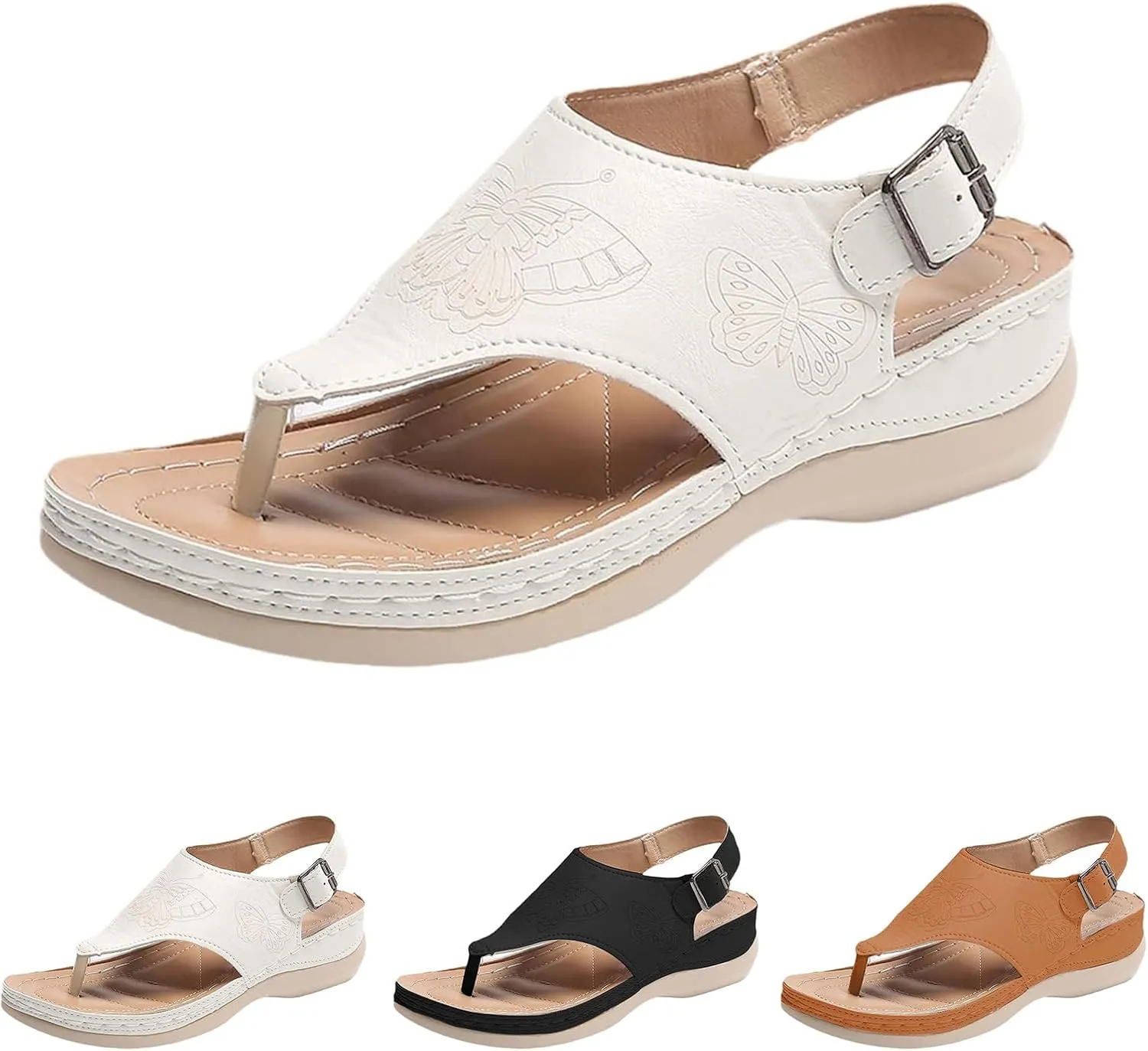 Wedge Sandals for Women 2025 Lightweight Comfortable Orthopedic Sandals Breathable Walking Slippers with Arch Support Dressy Open Toe Sandal Casual Non-Slip Summer Beach Dress Shoes