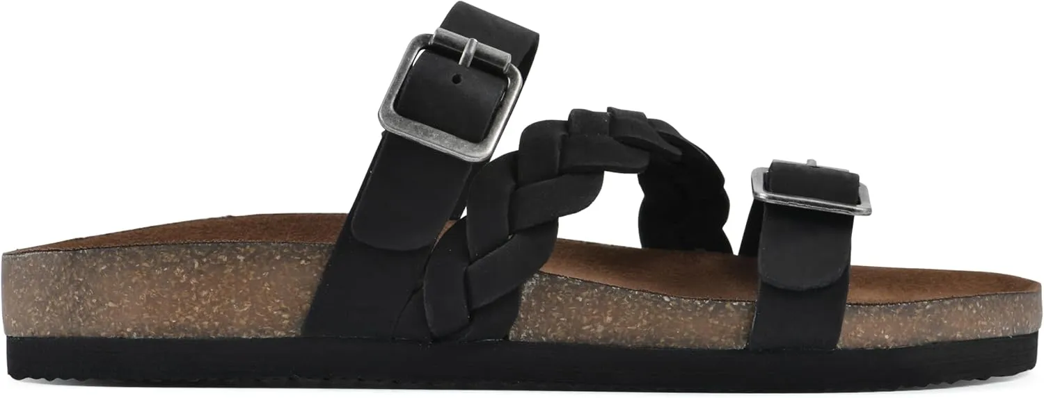 WHITE MOUNTAIN Women's Huntington Signature Comfort Molded Footbed Double Buckle Braided Sandal