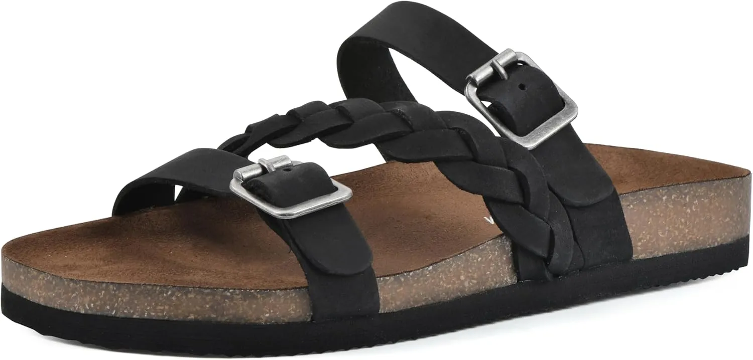 WHITE MOUNTAIN Women's Huntington Signature Comfort Molded Footbed Double Buckle Braided Sandal