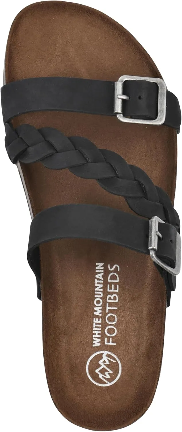 WHITE MOUNTAIN Women's Huntington Signature Comfort Molded Footbed Double Buckle Braided Sandal