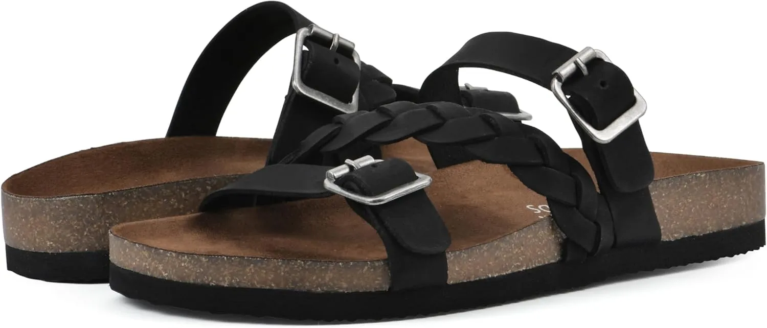 WHITE MOUNTAIN Women's Huntington Signature Comfort Molded Footbed Double Buckle Braided Sandal