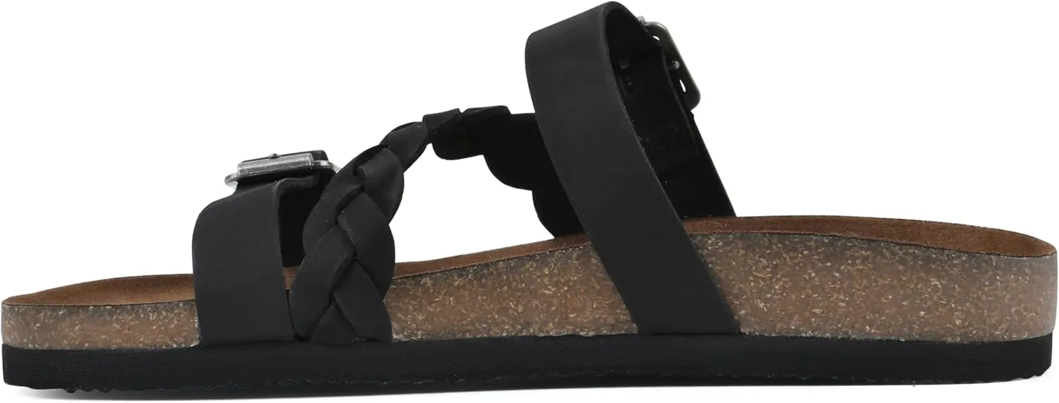 WHITE MOUNTAIN Women's Huntington Signature Comfort Molded Footbed Double Buckle Braided Sandal