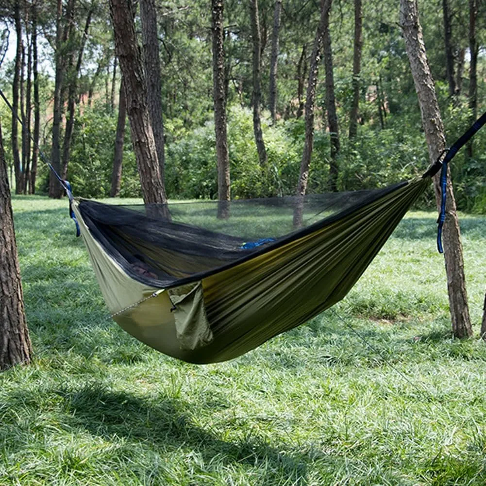 Wild Camping,mosquito Net Camping,Nylon Material, Encrypted Anti-mosquito Netting, Portable Drawstring Quick-open Outdoor Hammock, Suitable for Camping, Camping, Beach and Travelling(Army Green)