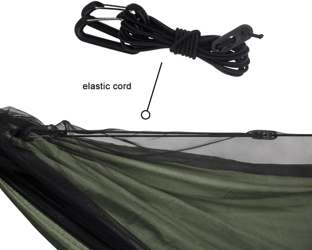 Wild Camping,mosquito Net Camping,Nylon Material, Encrypted Anti-mosquito Netting, Portable Drawstring Quick-open Outdoor Hammock, Suitable for Camping, Camping, Beach and Travelling(Army Green)
