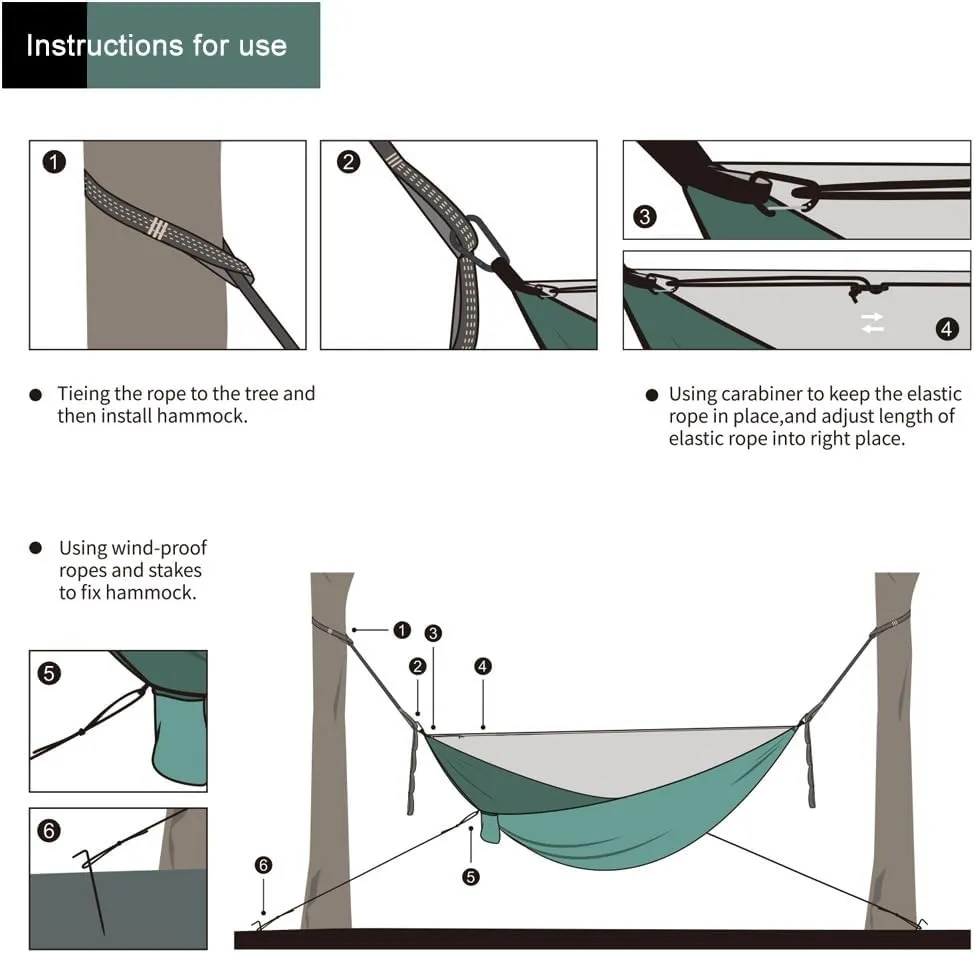 Wild Camping,mosquito Net Camping,Nylon Material, Encrypted Anti-mosquito Netting, Portable Drawstring Quick-open Outdoor Hammock, Suitable for Camping, Camping, Beach and Travelling(Army Green)