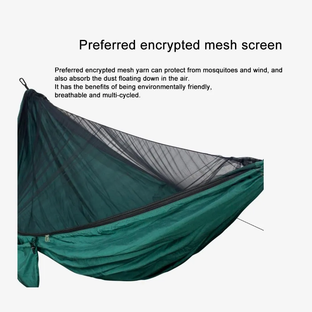 Wild Camping,mosquito Net Camping,Nylon Material, Encrypted Anti-mosquito Netting, Portable Drawstring Quick-open Outdoor Hammock, Suitable for Camping, Camping, Beach and Travelling(Army Green)
