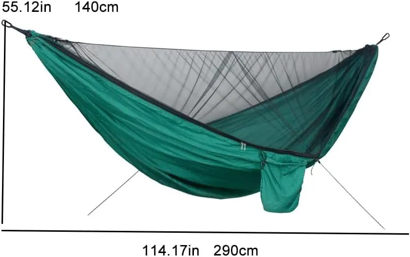 Wild Camping,mosquito Net Camping,Nylon Material, Encrypted Anti-mosquito Netting, Portable Drawstring Quick-open Outdoor Hammock, Suitable for Camping, Camping, Beach and Travelling(Army Green)