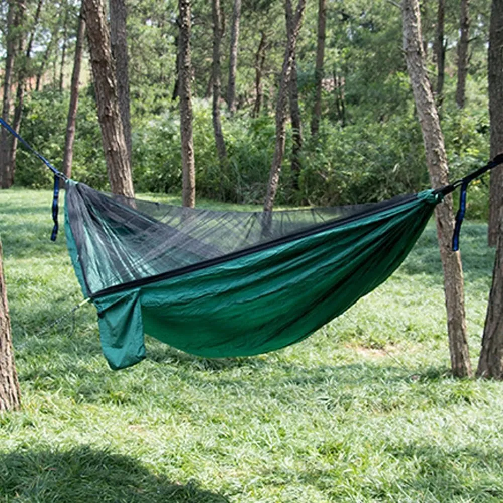Wild Camping,mosquito Net Camping,Nylon Material, Encrypted Anti-mosquito Netting, Portable Drawstring Quick-open Outdoor Hammock, Suitable for Camping, Camping, Beach and Travelling(Army Green)