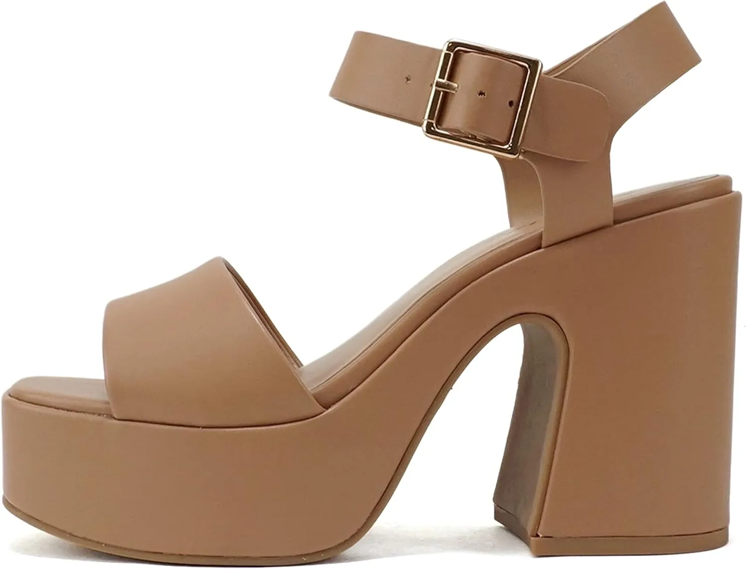 Women Open Toe Ankle Strap Platform Chunky Block High Heeled Sandal