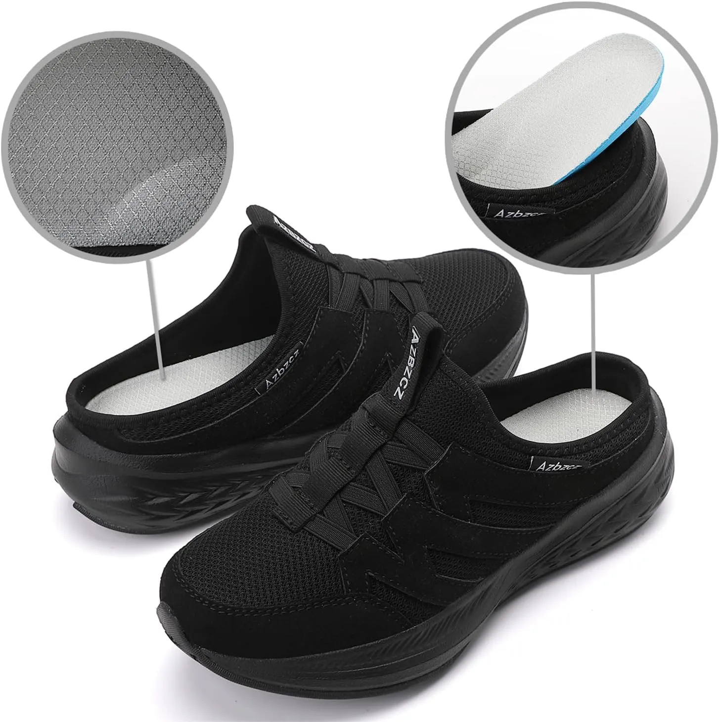Women Slip On Mule Shoes Lightweight Closed Toe Arch Support Non Slip Rubber Sole
