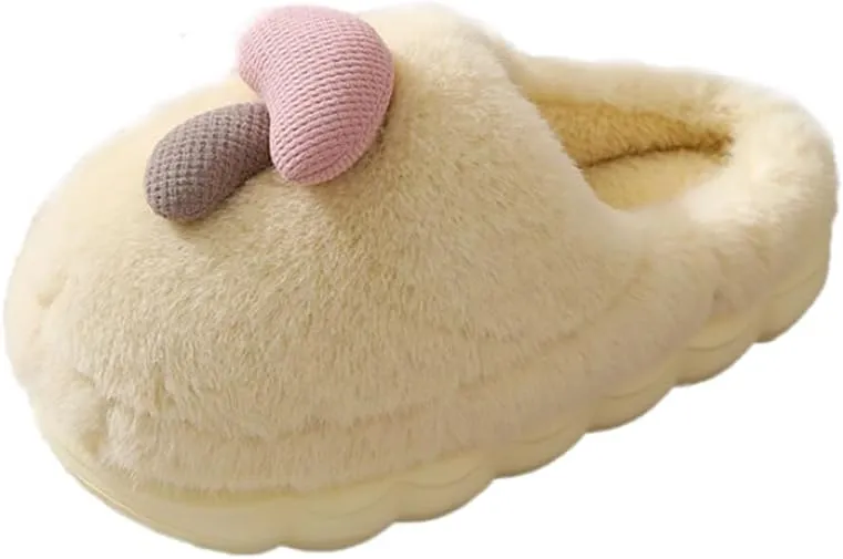Women's Adult Warm Plush Mushroom Slippers Comfortable Men's Indoor Anti slip Home Thick Sole Winter Cotton Slippers