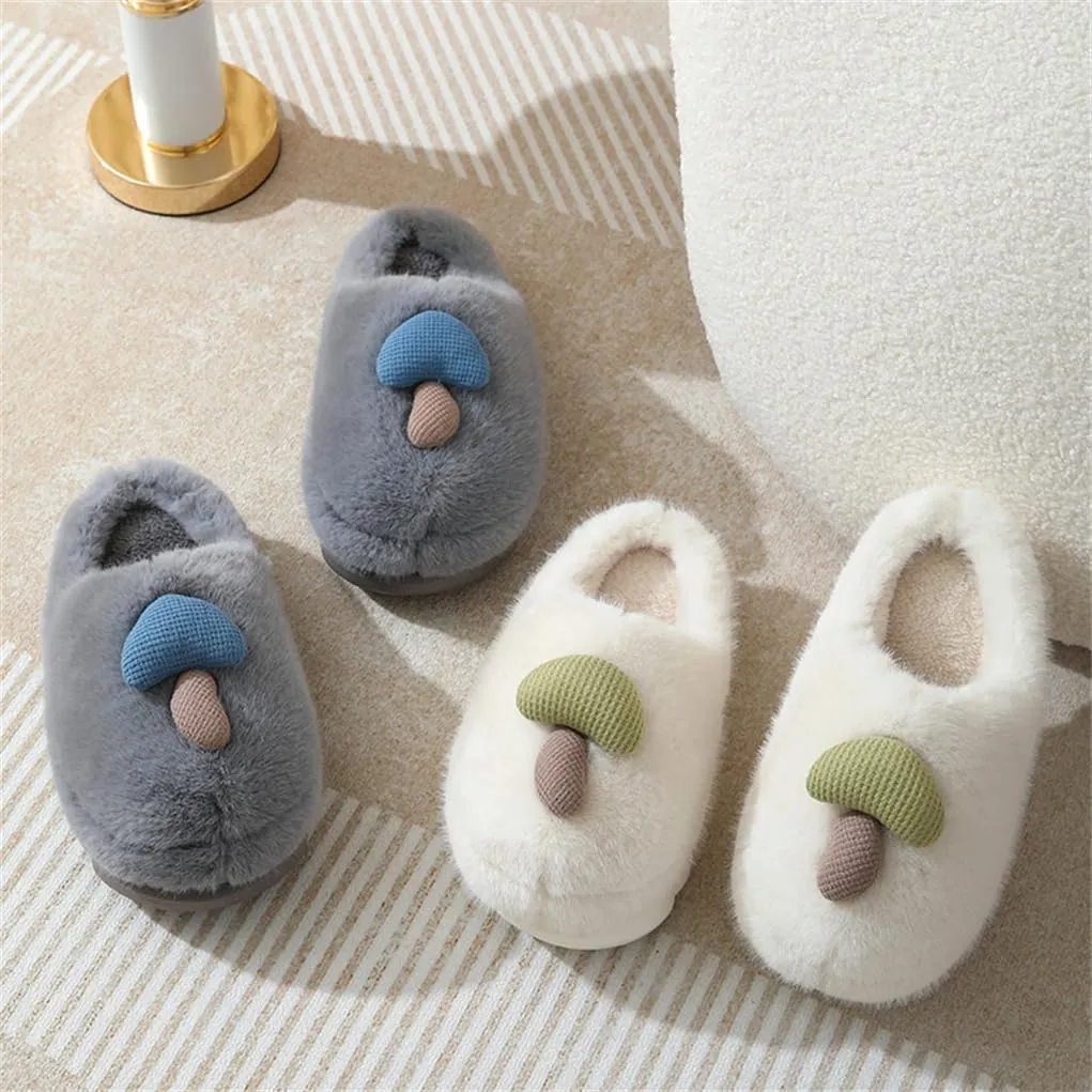 Women's Adult Warm Plush Mushroom Slippers Comfortable Men's Indoor Anti slip Home Thick Sole Winter Cotton Slippers