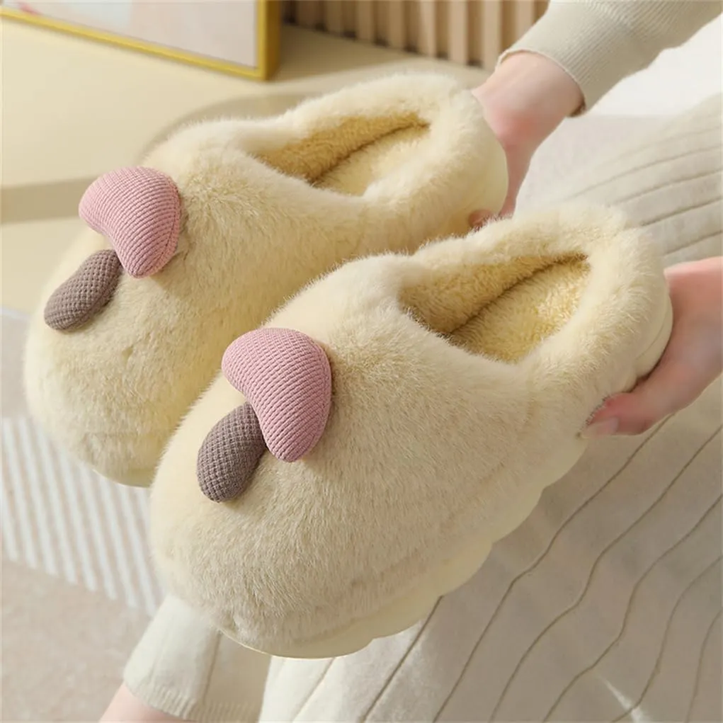Women's Adult Warm Plush Mushroom Slippers Comfortable Men's Indoor Anti slip Home Thick Sole Winter Cotton Slippers