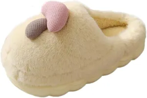 Women's Adult Warm Plush Mushroom Slippers Comfortable Men's Indoor Anti slip Home Thick Sole Winter Cotton Slippers