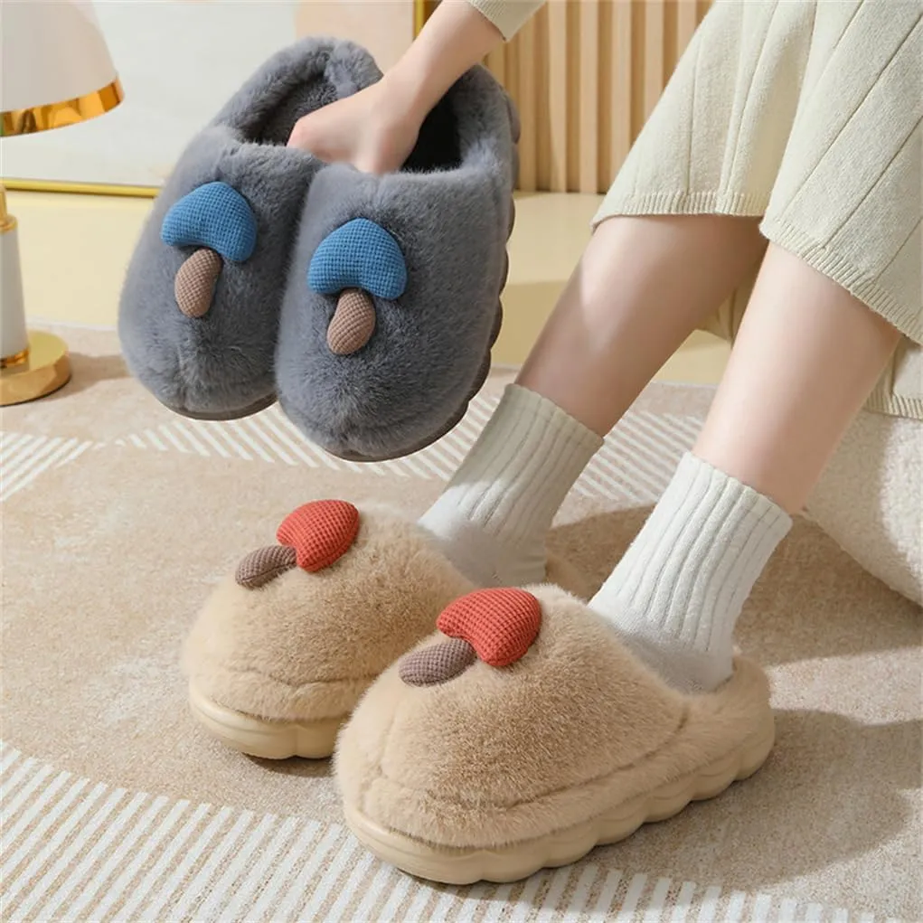 Women's Adult Warm Plush Mushroom Slippers Comfortable Men's Indoor Anti slip Home Thick Sole Winter Cotton Slippers