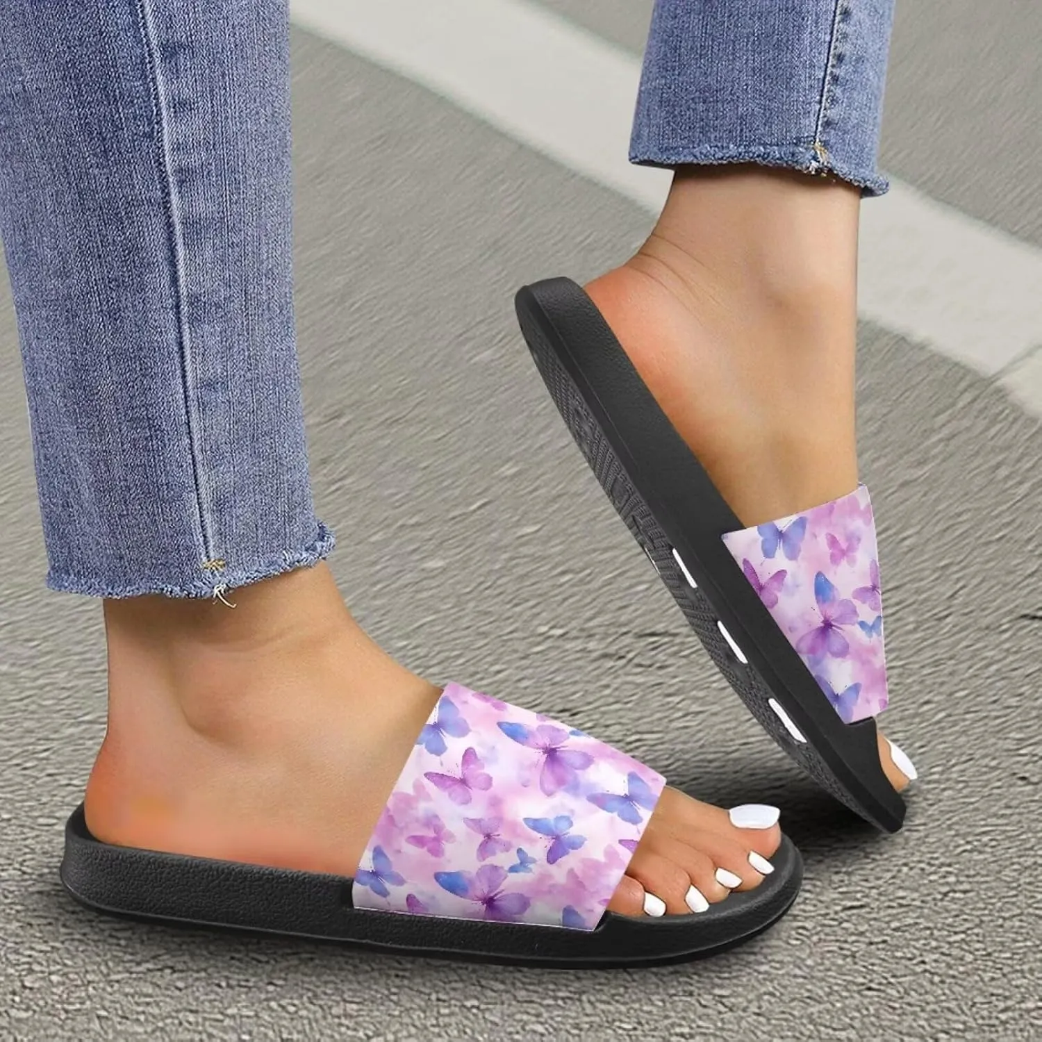Women's Floral Printed Beach Sandals Non-Slip Soft Comfort Slide Sandals Cartoon Animal House Slippers Filp-Flops for Ladies Girls Gift for Wife Daughters Sisters Size 5-10