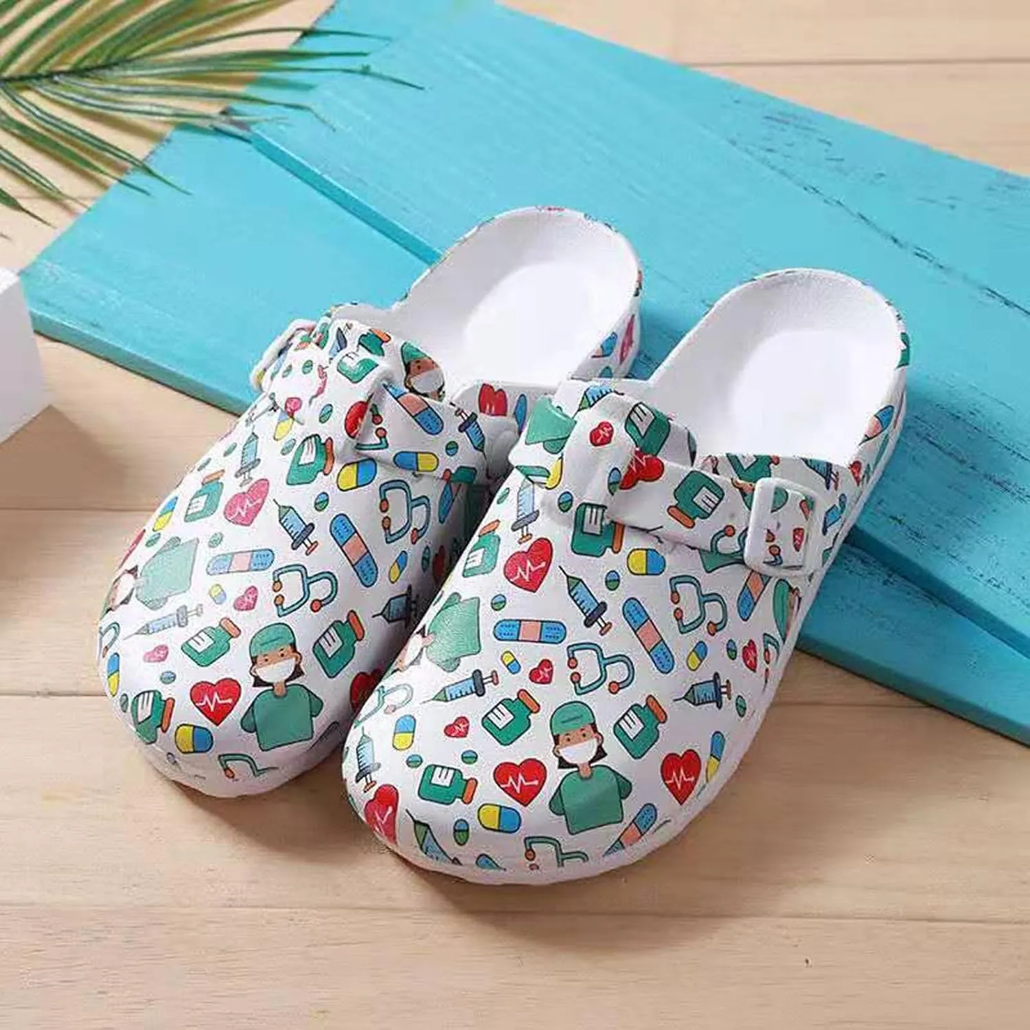 Women’s Garden Clogs EVA Slip On Comfort Shoes – Cute Printed Waterproof Mules for Nurses, Home, Outdoor, Kitchen, Work – Lightweight Non-Slip Foam Clogs