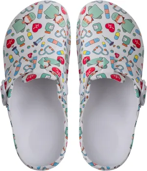 Women’s Garden Clogs EVA Slip On Comfort Shoes – Cute Printed Waterproof Mules for Nurses, Home, Outdoor, Kitchen, Work – Lightweight Non-Slip Foam Clogs