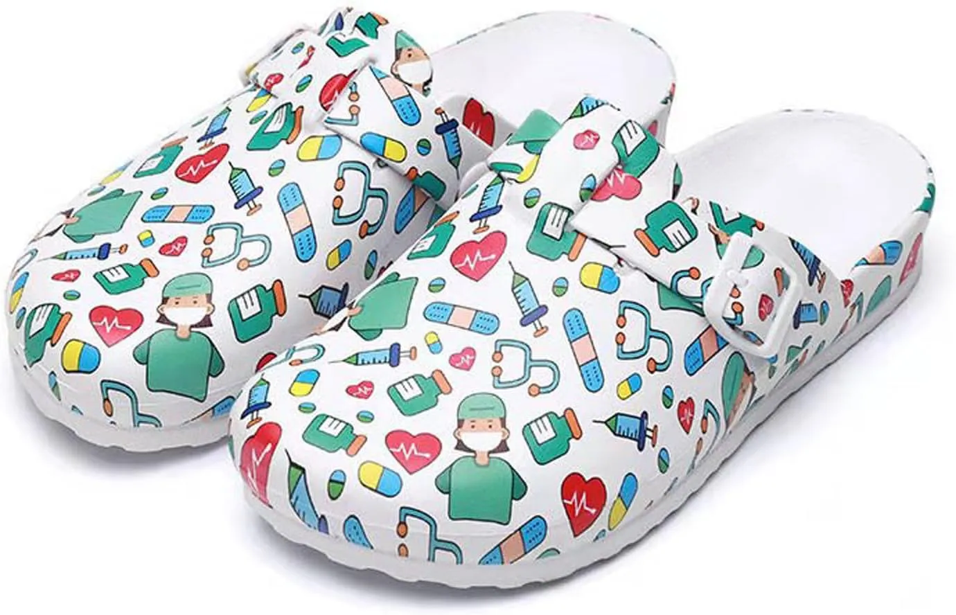 Women’s Garden Clogs EVA Slip On Comfort Shoes – Cute Printed Waterproof Mules for Nurses, Home, Outdoor, Kitchen, Work – Lightweight Non-Slip Foam Clogs