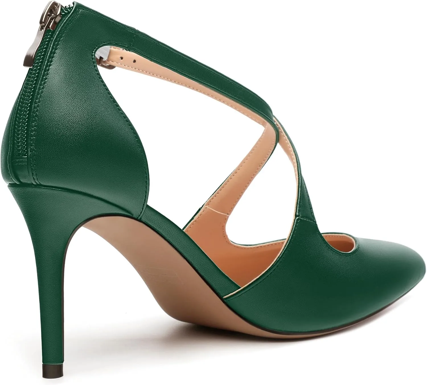 Womens High Heels Pointed Toe Pumps Crossed Strap Stilettos Cut Out Sandal Pumps Party Dress Shoes with Back Zipper