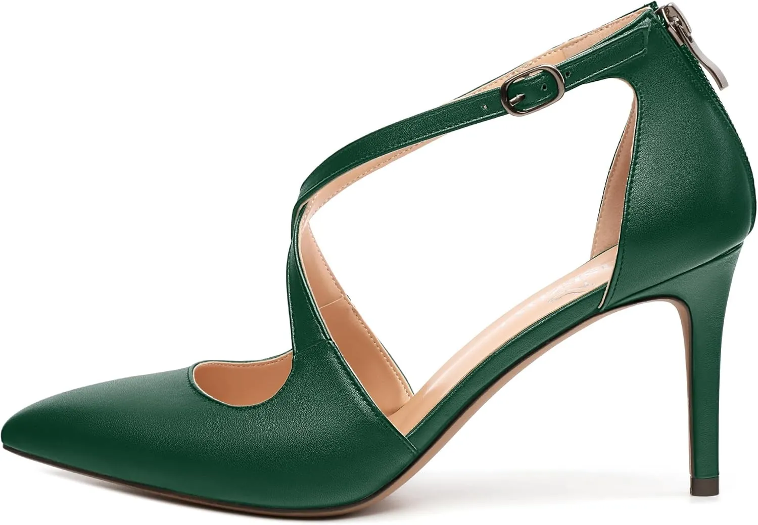 Womens High Heels Pointed Toe Pumps Crossed Strap Stilettos Cut Out Sandal Pumps Party Dress Shoes with Back Zipper