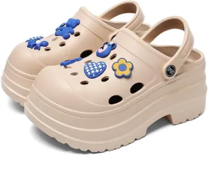 Women's Platform Clogs Slip On Slides Shoes Beach Sandals Gardener Clog Hight Heels Mule Slippers Garden Shoes DIY Cartoon Accessories Sandals