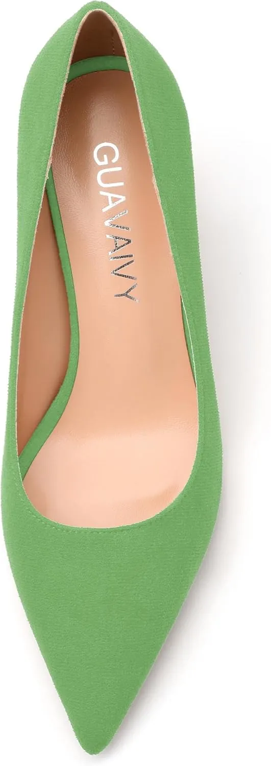 Women's Pointed Toe Mid Heel Pumps Slip On Fashion Closed Toe High Heel Shoes for Women