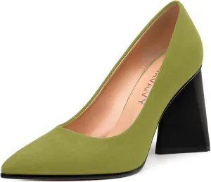 Women's Pumps, Pointed Closed Toe Chunky High Heels, Fashion Solid High Heel Shoes for Women