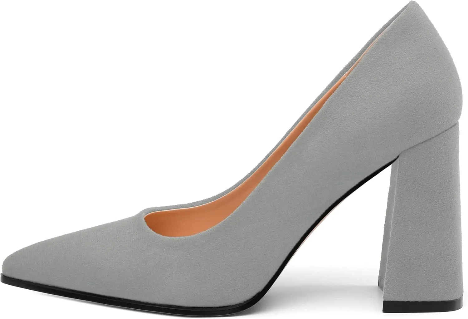 Women's Pumps, Pointed Toe Block High Heels, Slip On Fashion Chunky Heel Shoes for Women