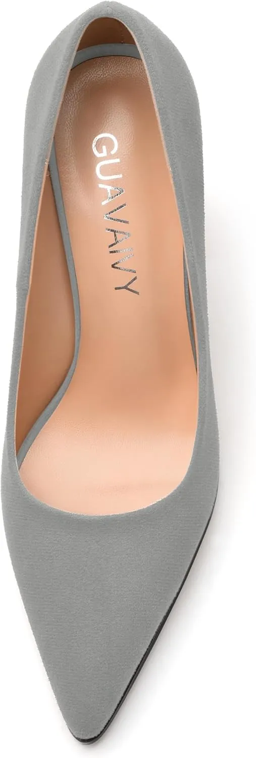 Women's Pumps, Pointed Toe Block High Heels, Slip On Fashion Chunky Heel Shoes for Women