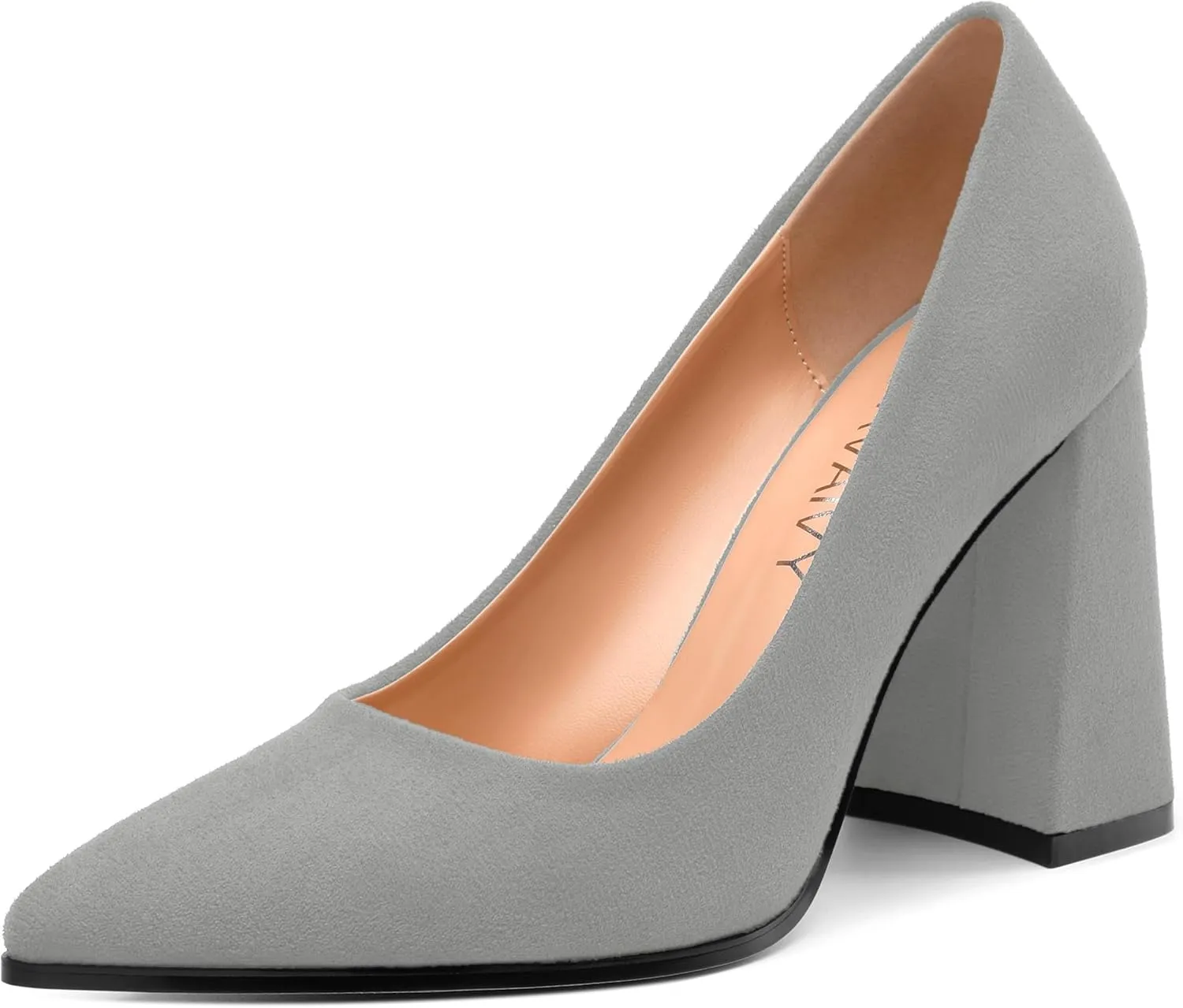 Women's Pumps, Pointed Toe Block High Heels, Slip On Fashion Chunky Heel Shoes for Women