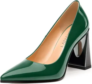 Women's Pumps, Pointed Toe Slip On High Heels, Fashion Chunky Heel Working Daily Office Wedding Party Shoes for Women
