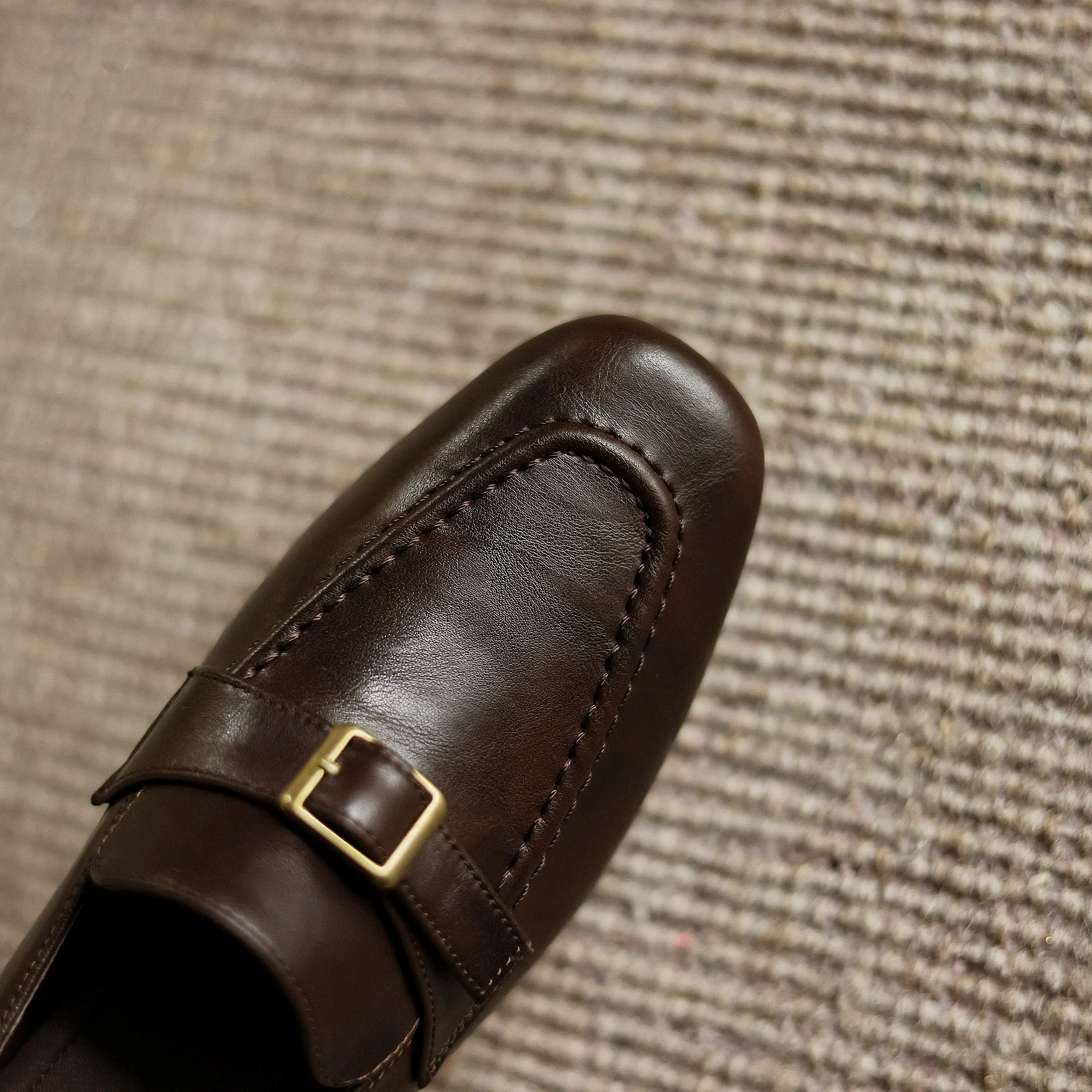 Women's Retro Buckle Up Mid Heel Chunky Heeled Loafers