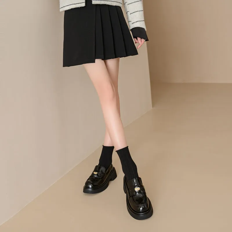 Women's Retro Penny Platform Chunky Loafers