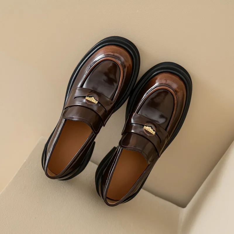 Women's Retro Penny Platform Chunky Loafers