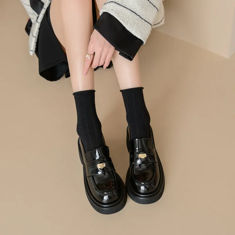 Women's Retro Penny Platform Chunky Loafers